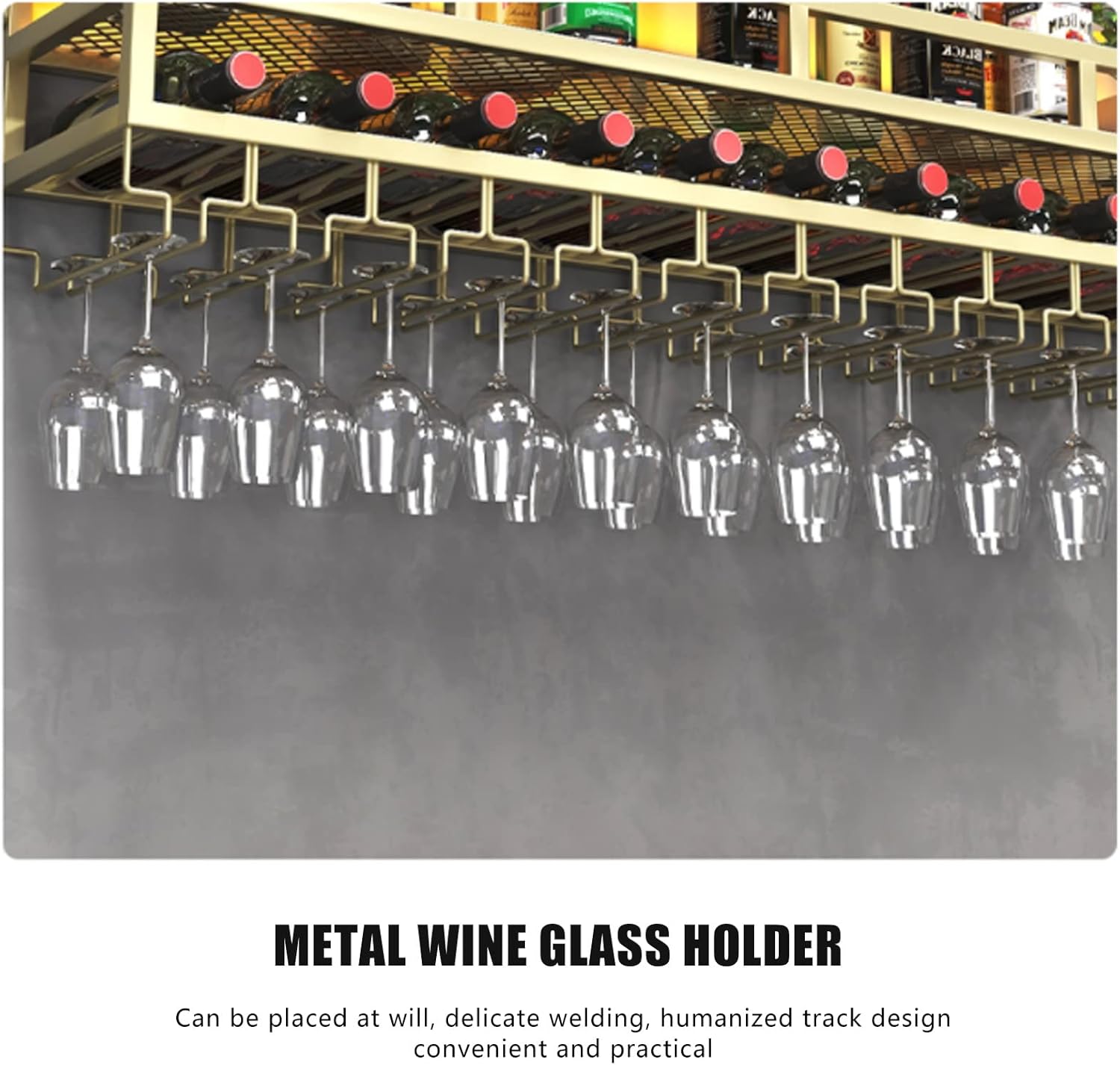 LUCEAE Wall Wine Rack with LED Light 80x30cm