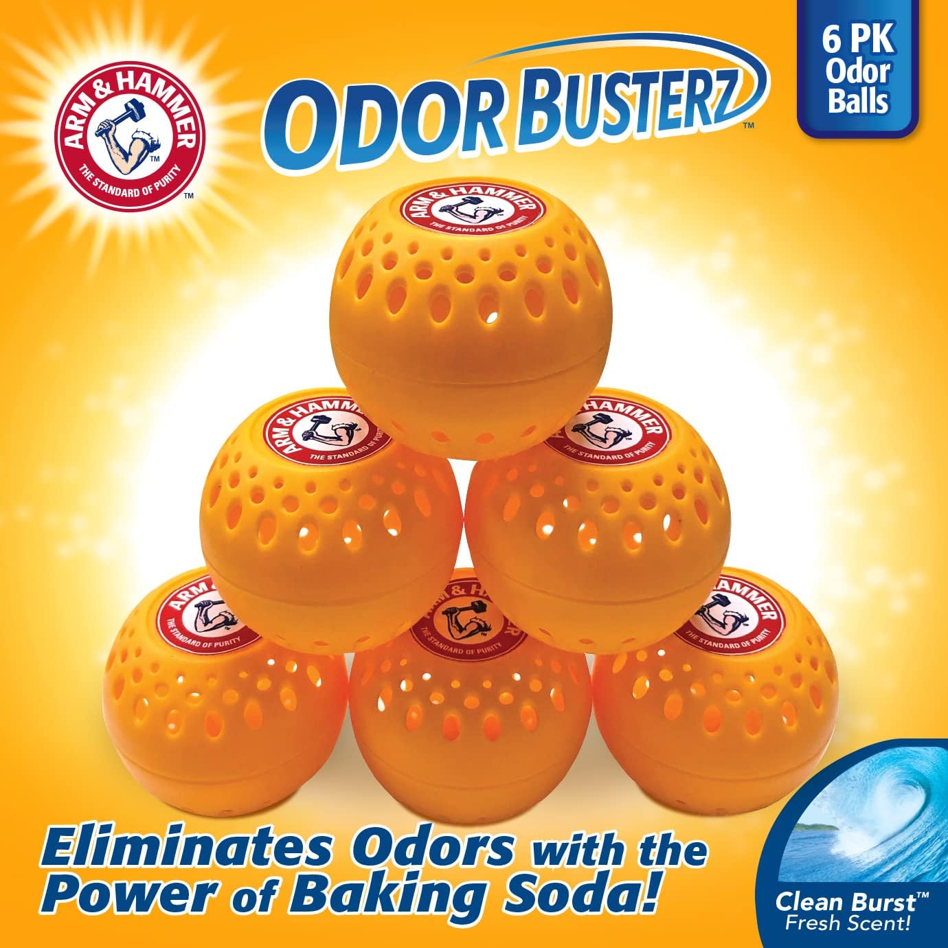 Arm Hammer Odor Busterz Balls 6 Pack - Freshness for Home Travel