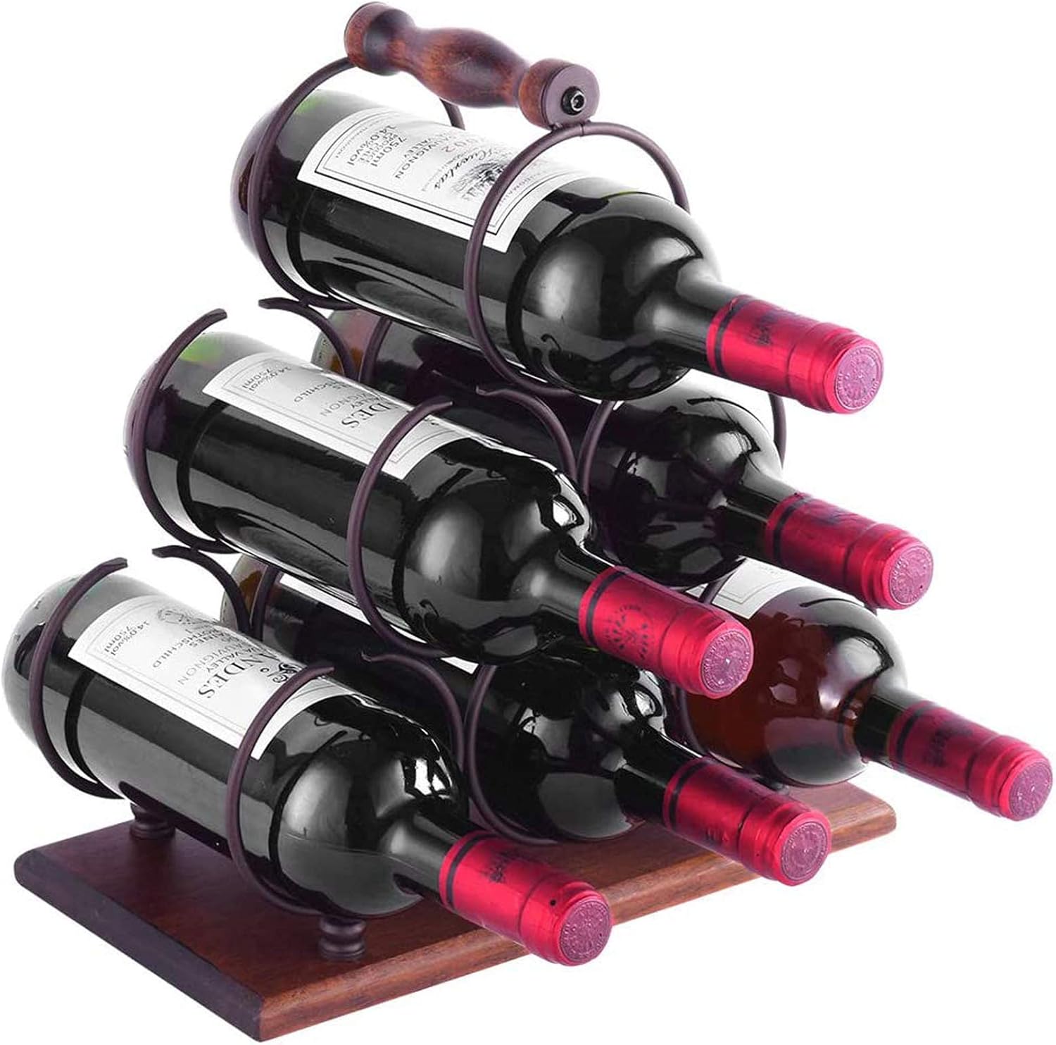 BOCbco Rustic Tabletop Wine Rack for 6 Bottles