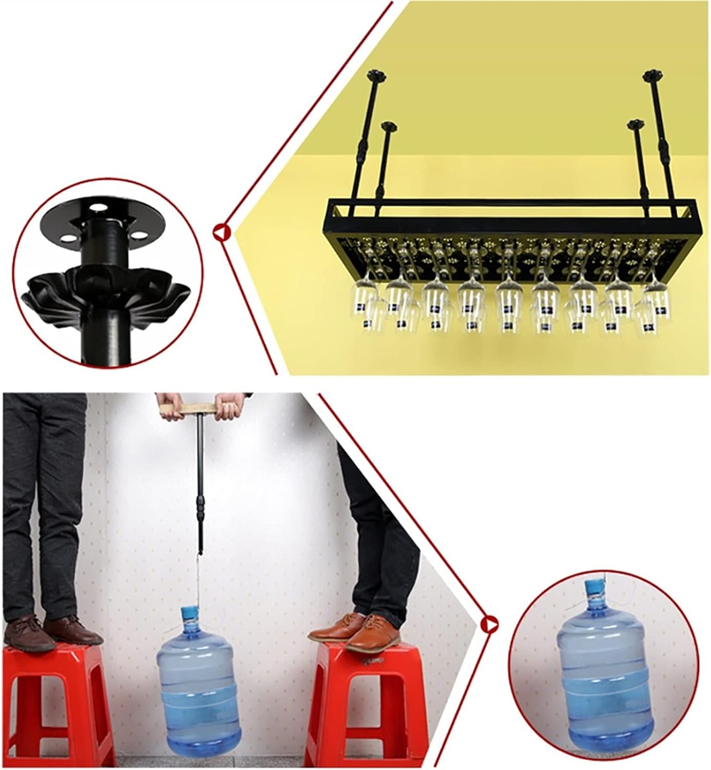LUCEAE Wall-Mounted Wine Rack with Floating Shelf