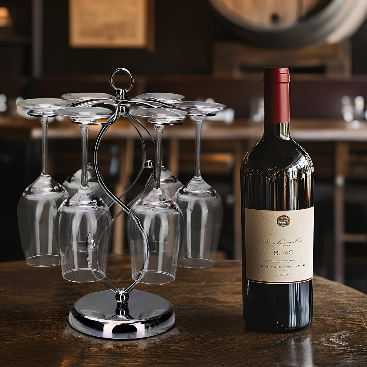Lmbabter Sliver Wine Glass Rack for Home Bar Kitchen