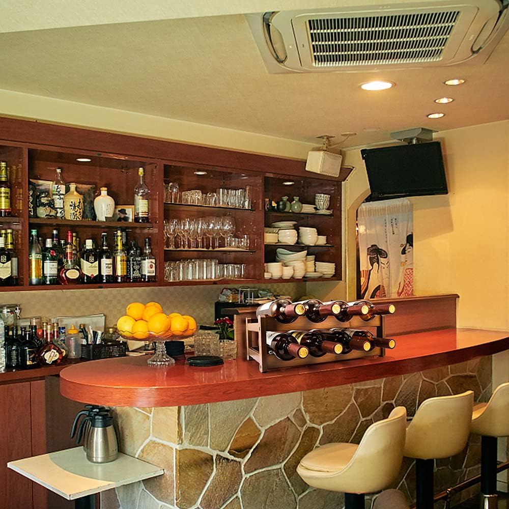 PAMISO 2 Tiers Wine Rack for 8 Bottles