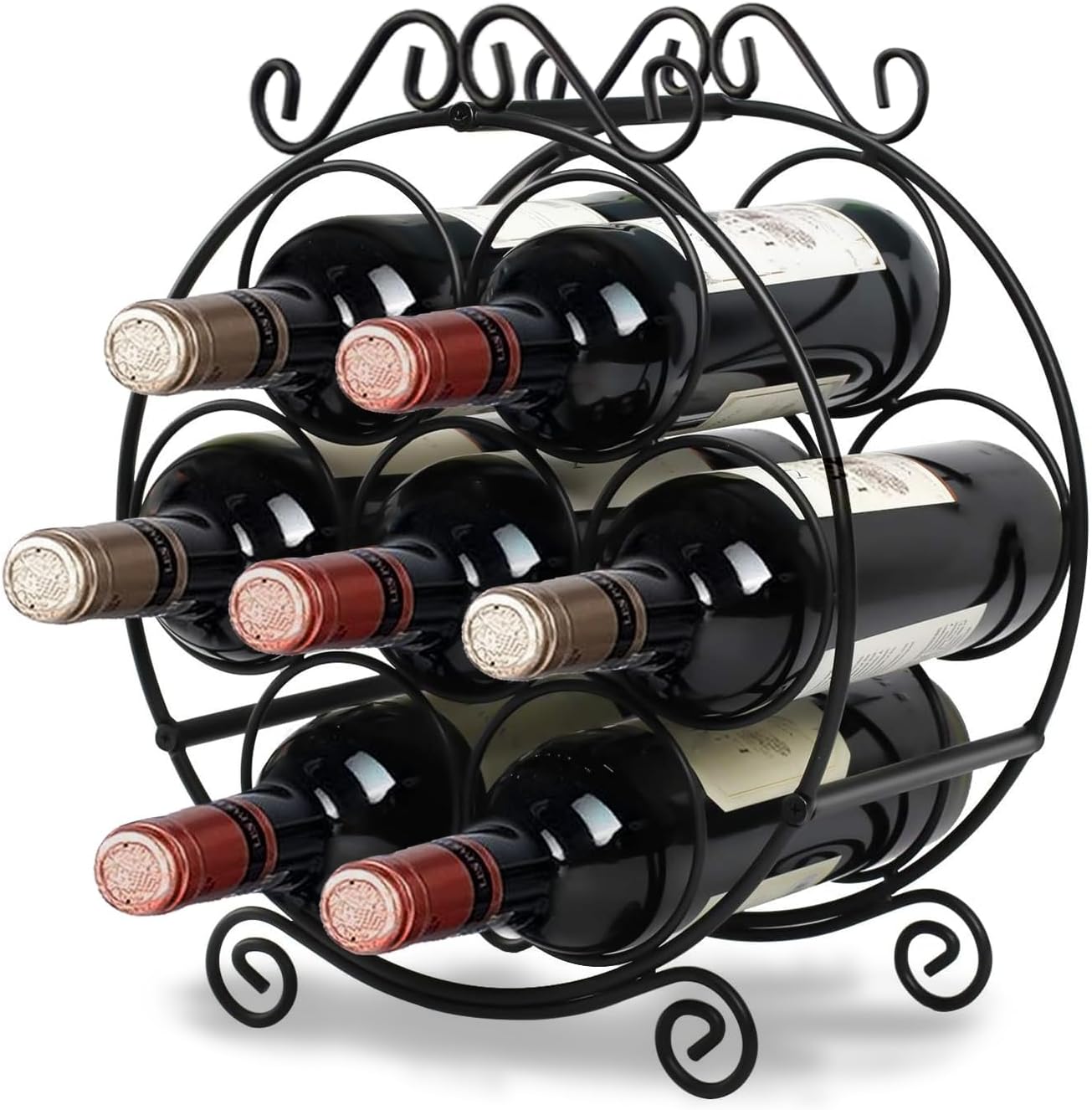 Maypes 7-Bottle Iron Wire Wine Rack for Countertop