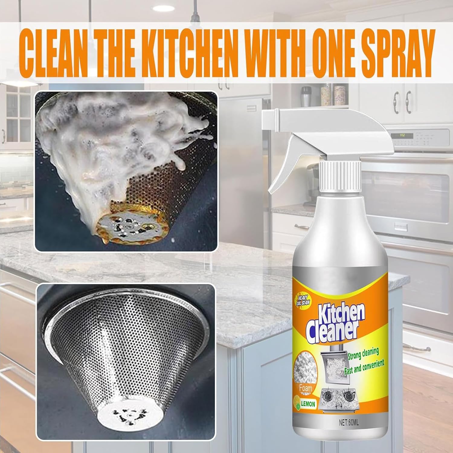 Heavy Duty Kitchen Foam Cleaner 2PCS All-Purpose Stain Remover
