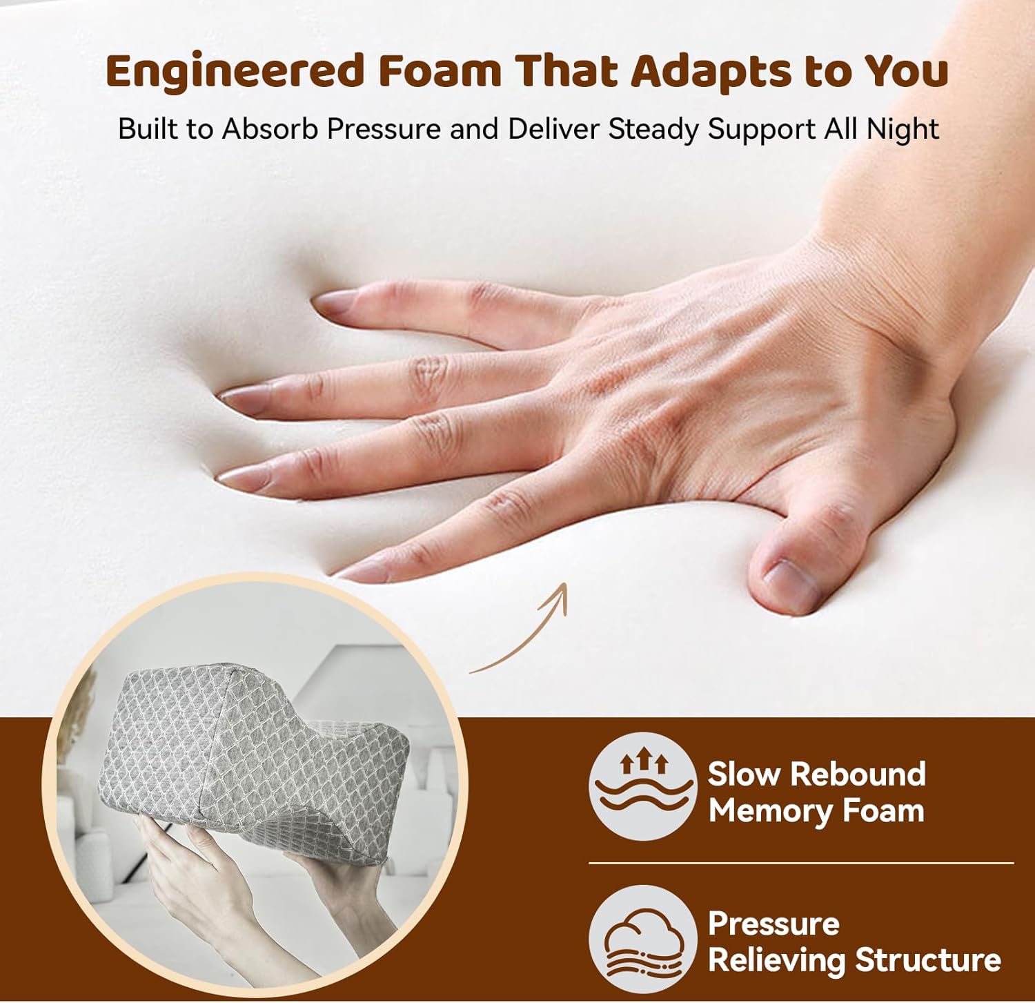 Premium Memory Foam Knee Pillow for Side Sleepers