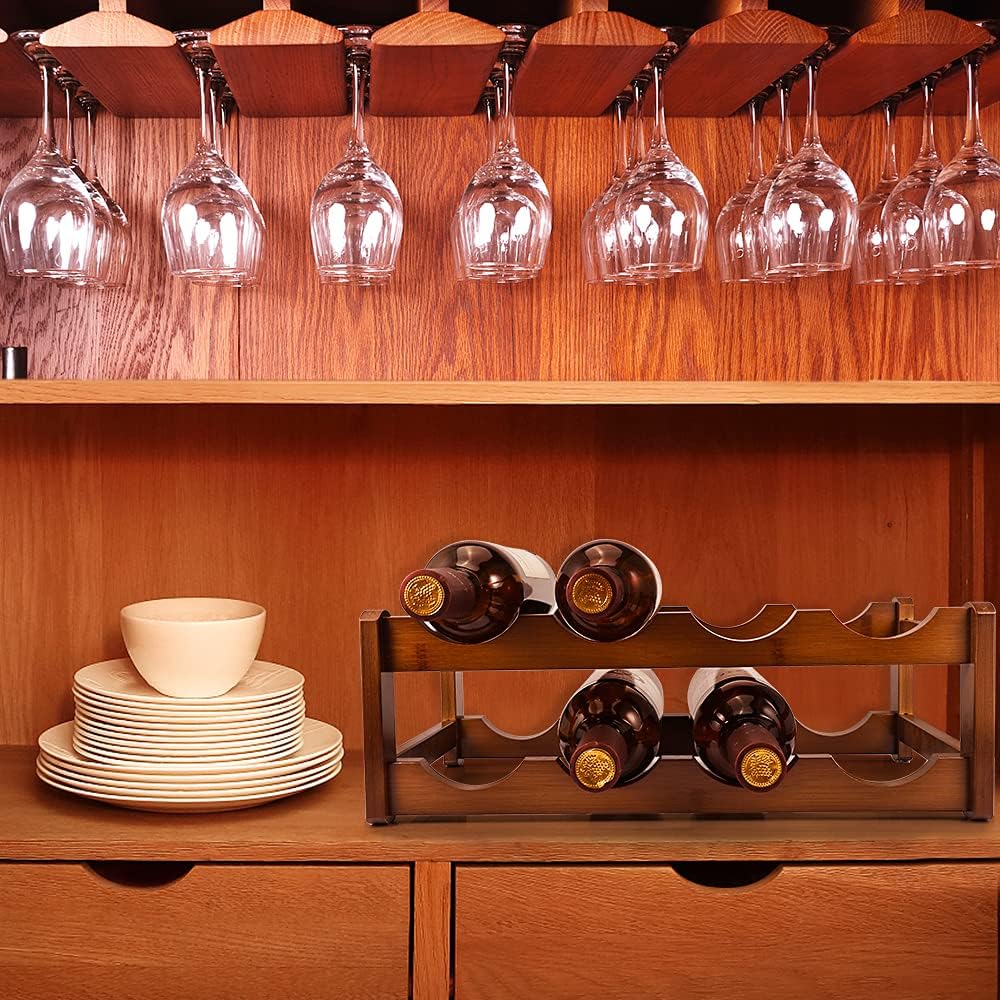 PAMISO 2 Tiers Wine Rack for 8 Bottles