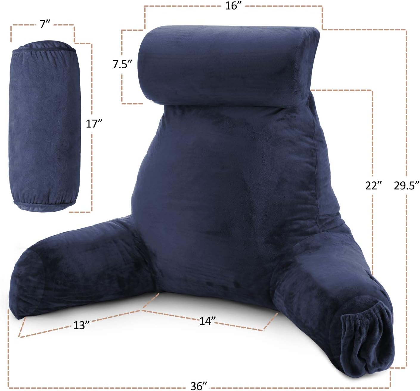 Clara Clark Navy Blue Reading Pillow with Memory Foam Support