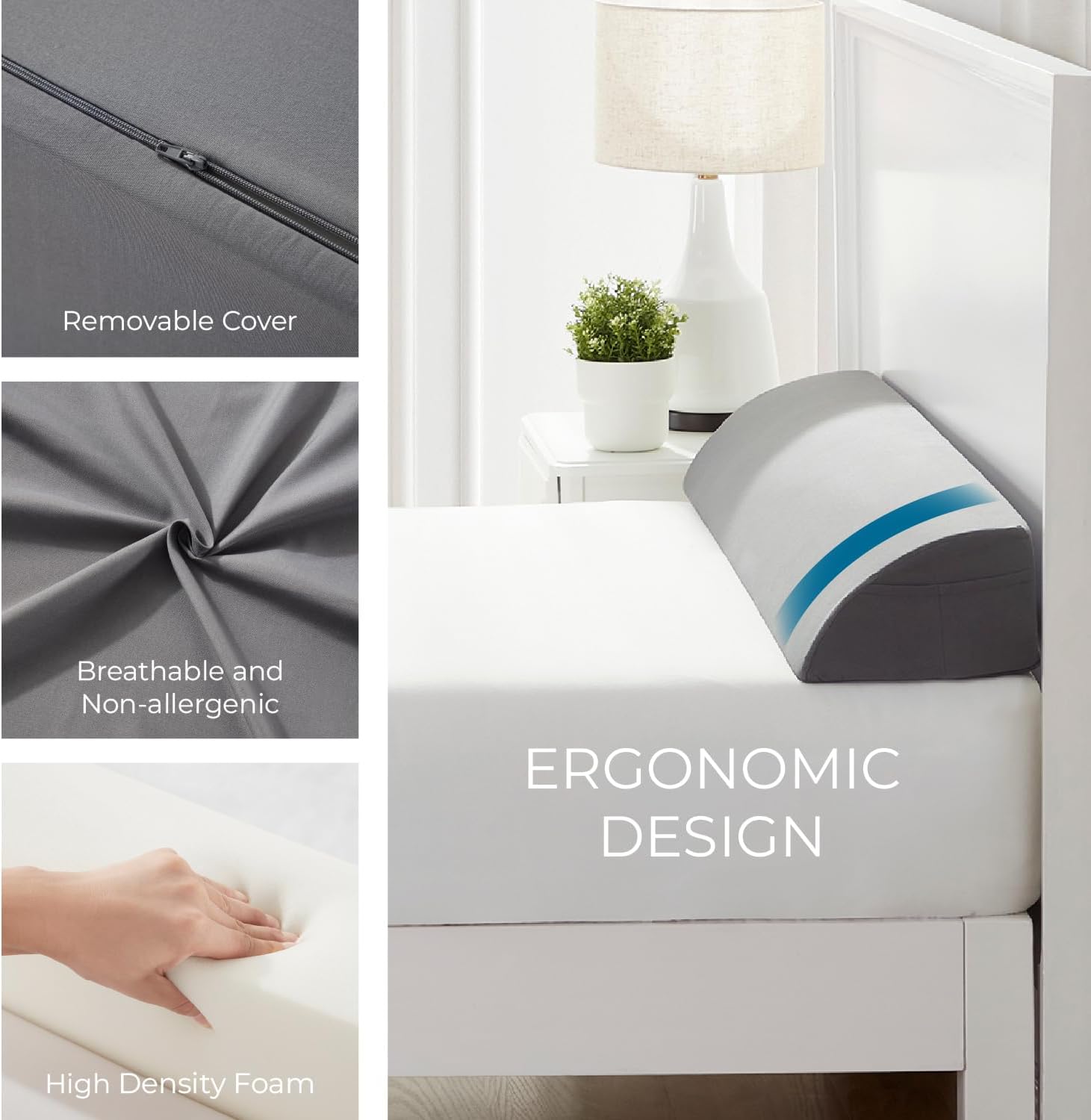Nestl Bed Wedge Pillow for Headboard Gap Filler