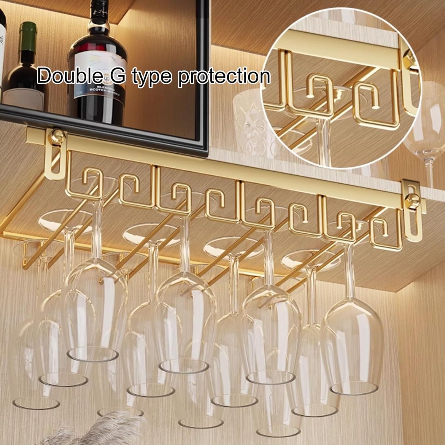 Wine Glass Wall Rack Organizer - Gold 1