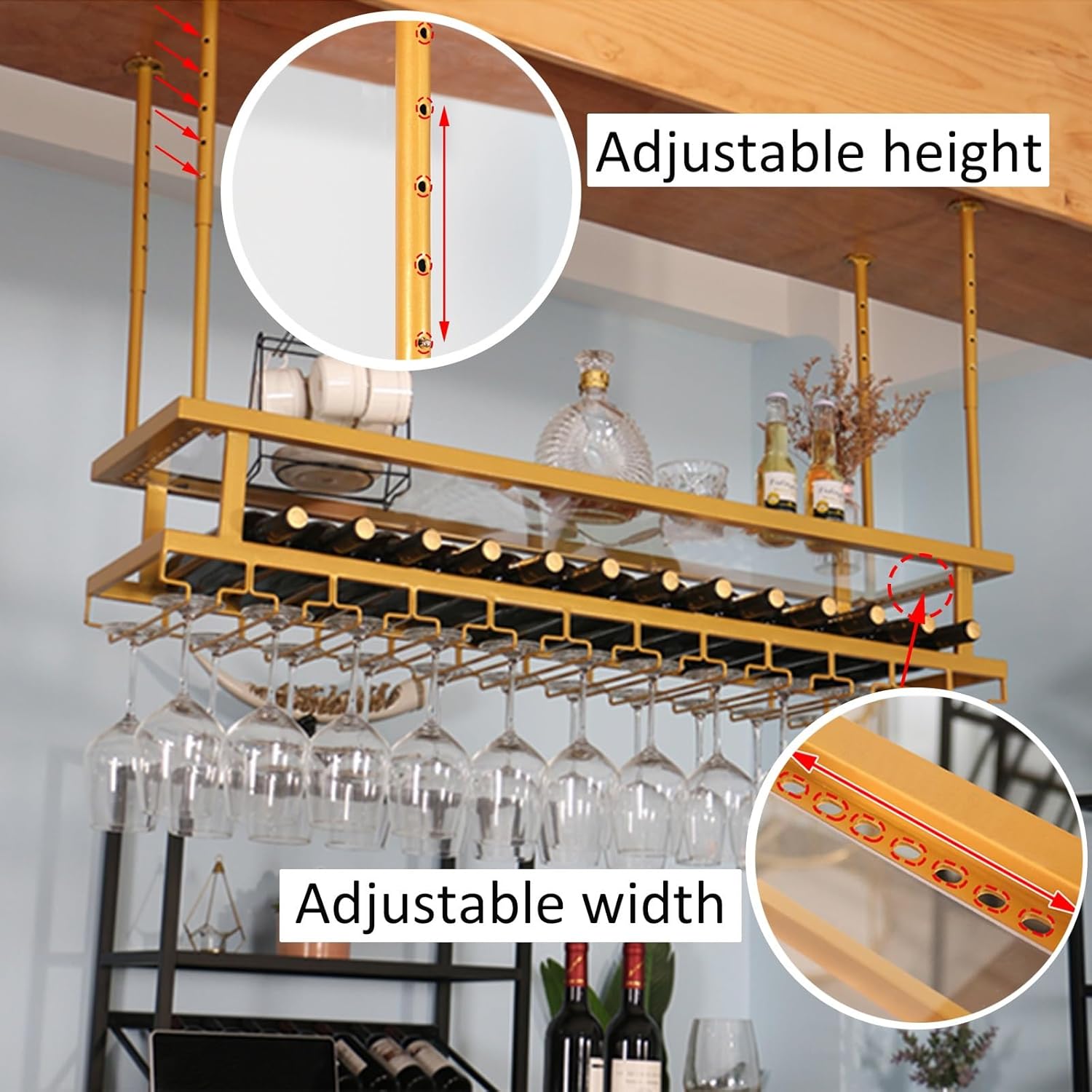 LIGUOYI Adjustable Wine Glass Hanger Rack