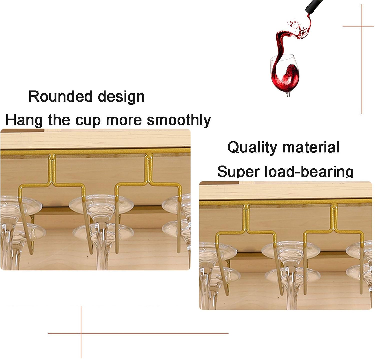 Wine Glass Rack Under Cabinet Metal Storage Hanger for Kitchen
