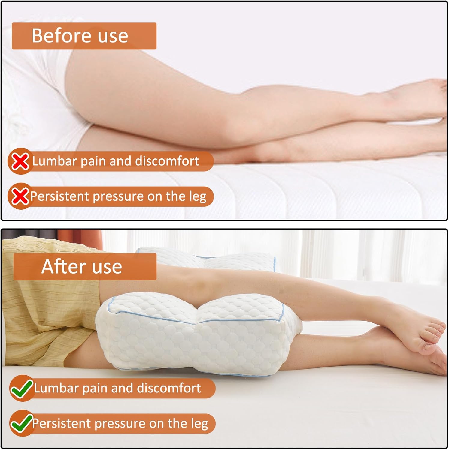Gehannah Foam Knee Pillow for Side Sleepers 1