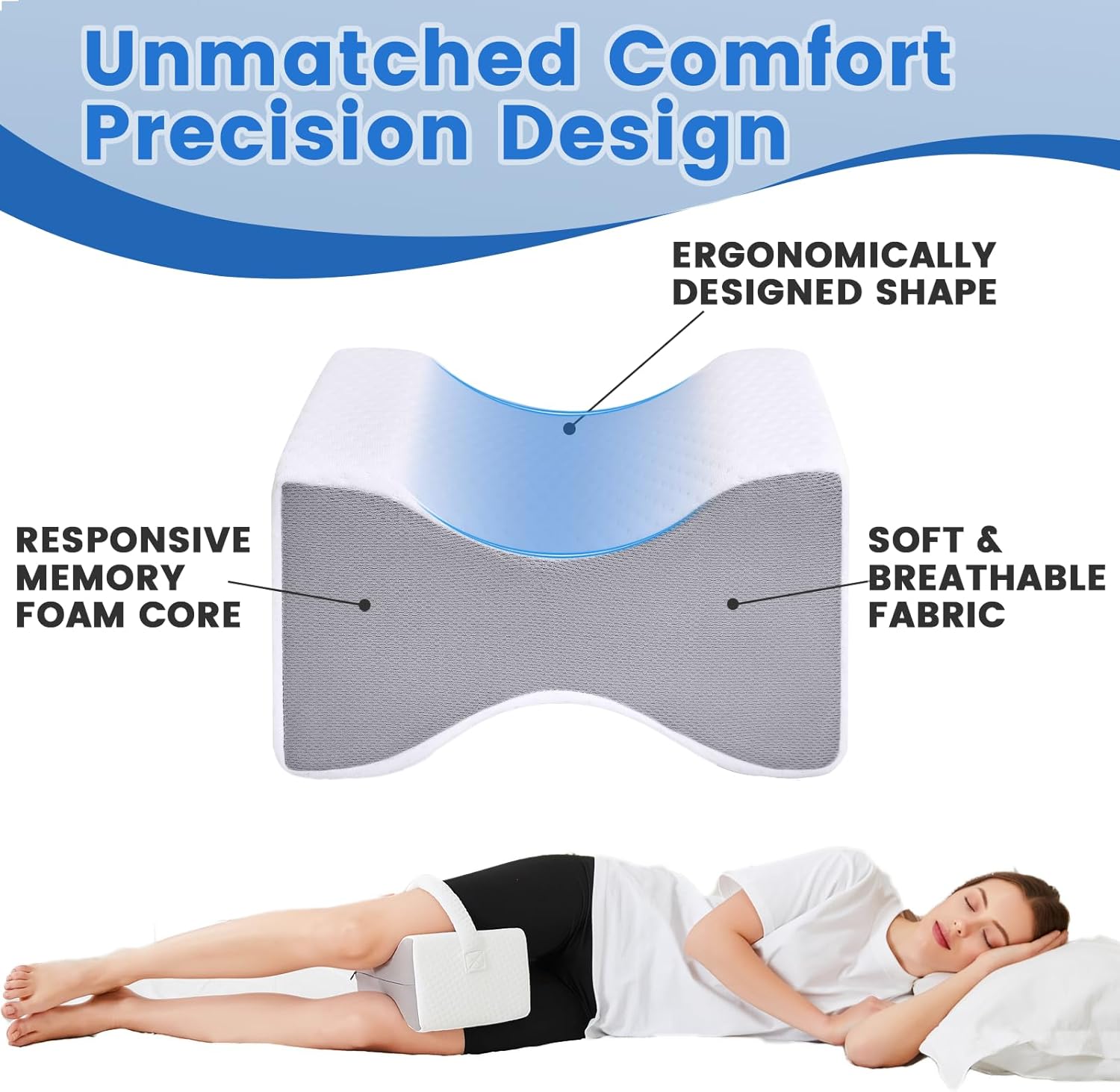 Knee Pillow for Side Sleepers Sciatica Relief Hip and Back Support
