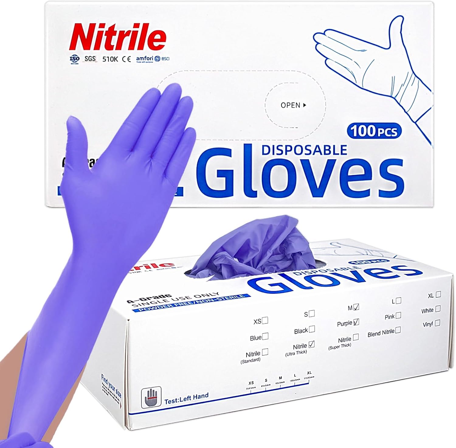 Myetasser Nitrile Gloves 100-Pack Latex-Free