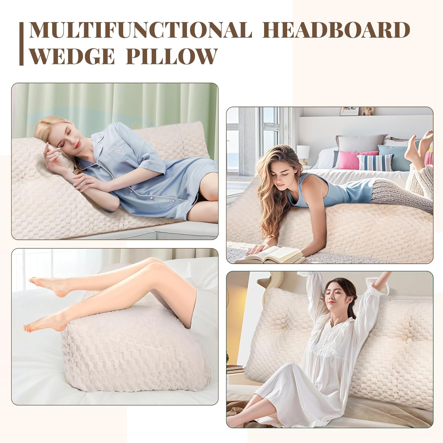 Hobychild Large Headboard Wedge Pillow with Removable Cover