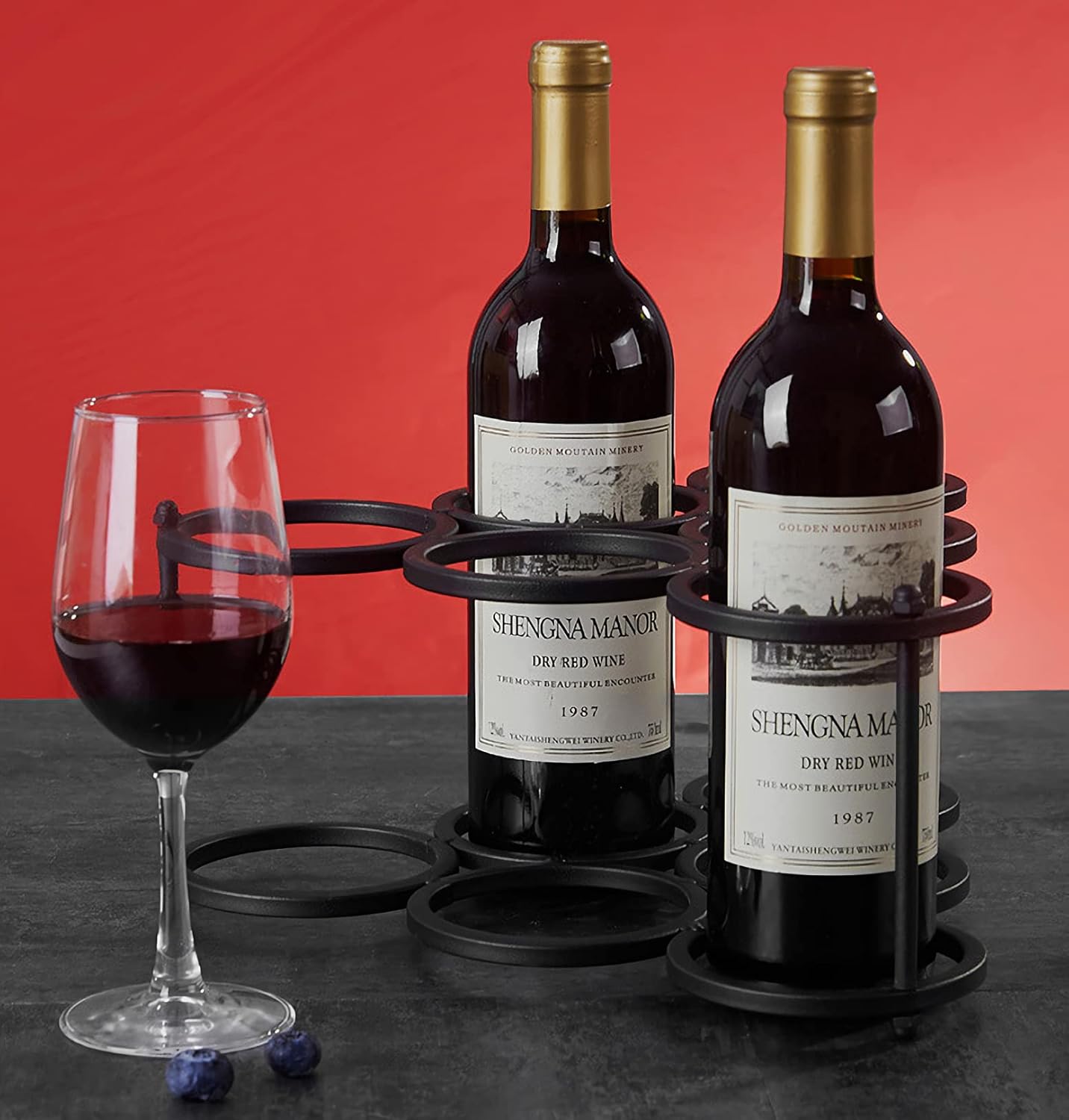 Black Modern Wire Rustic Wine Rack for 6 Bottles 1