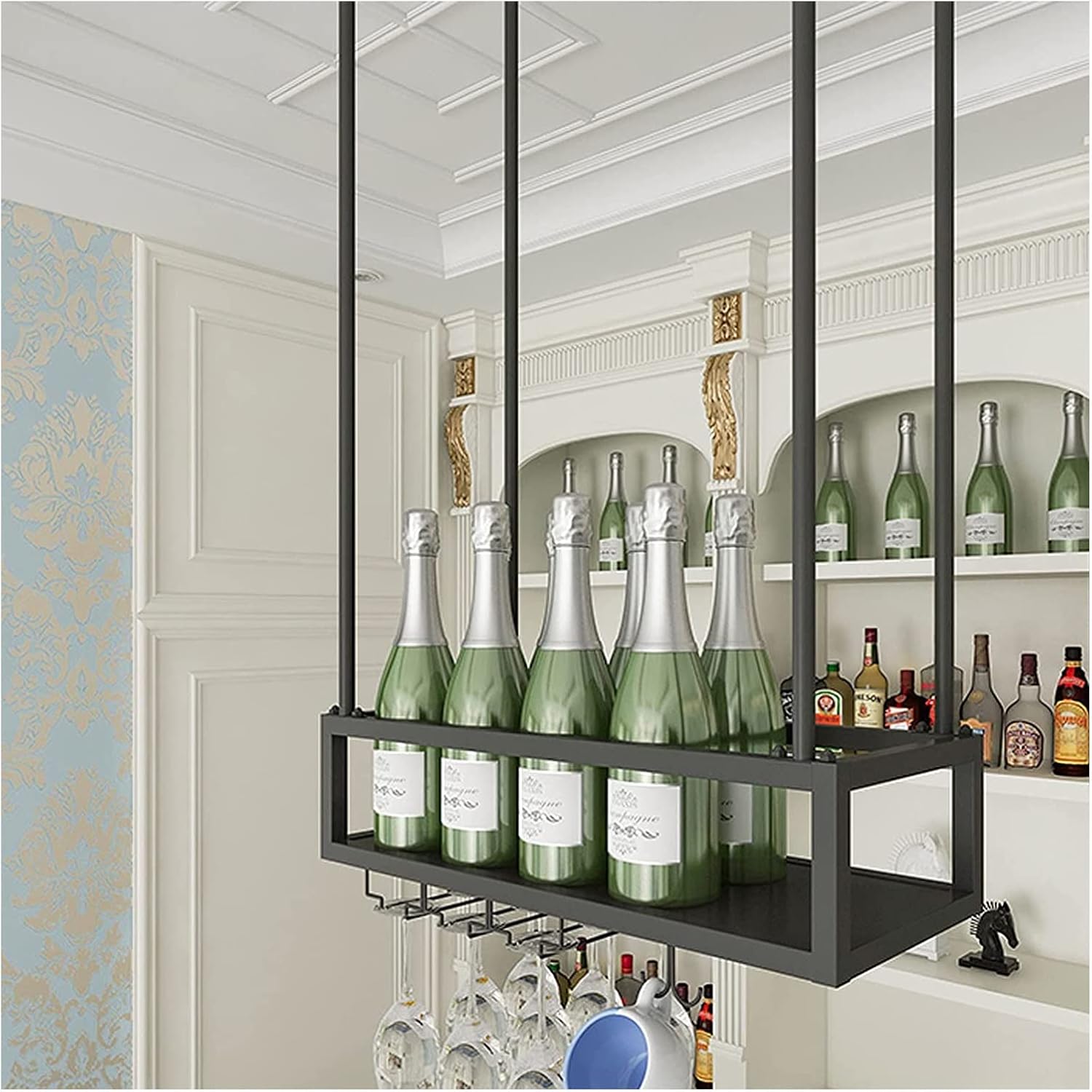 ALDEPO Upside Down Wine Rack - Space-Saving Ceiling Storage