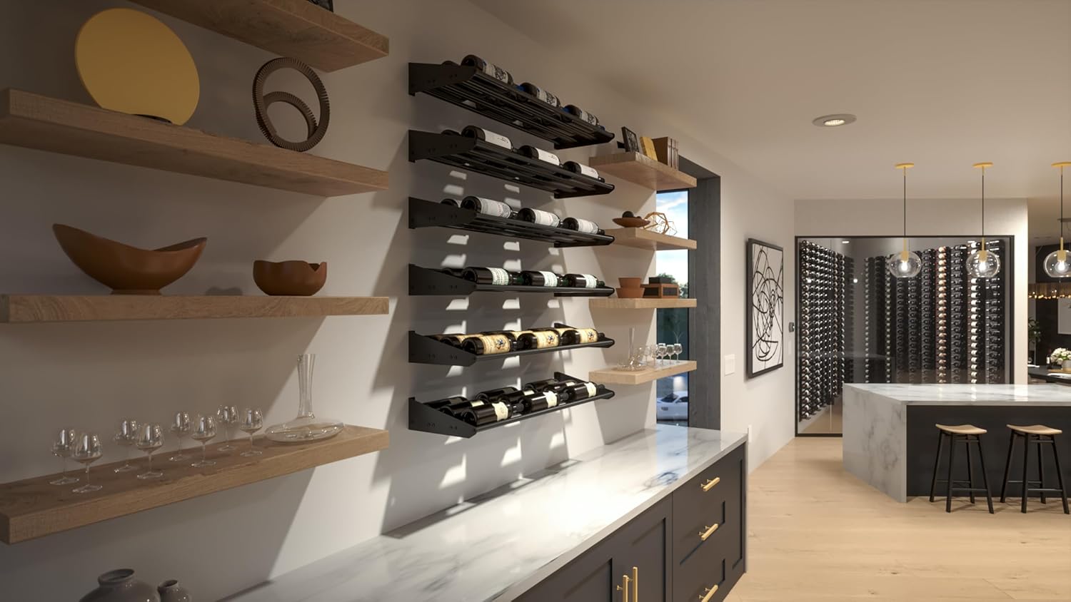 Ultra Wine Racks Showcase Horizontal Row - Black Modular