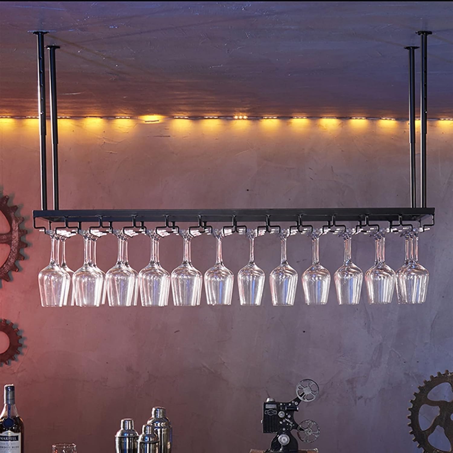 Ceiling Hanging Wine Rack with Adjustable Height and Width 1