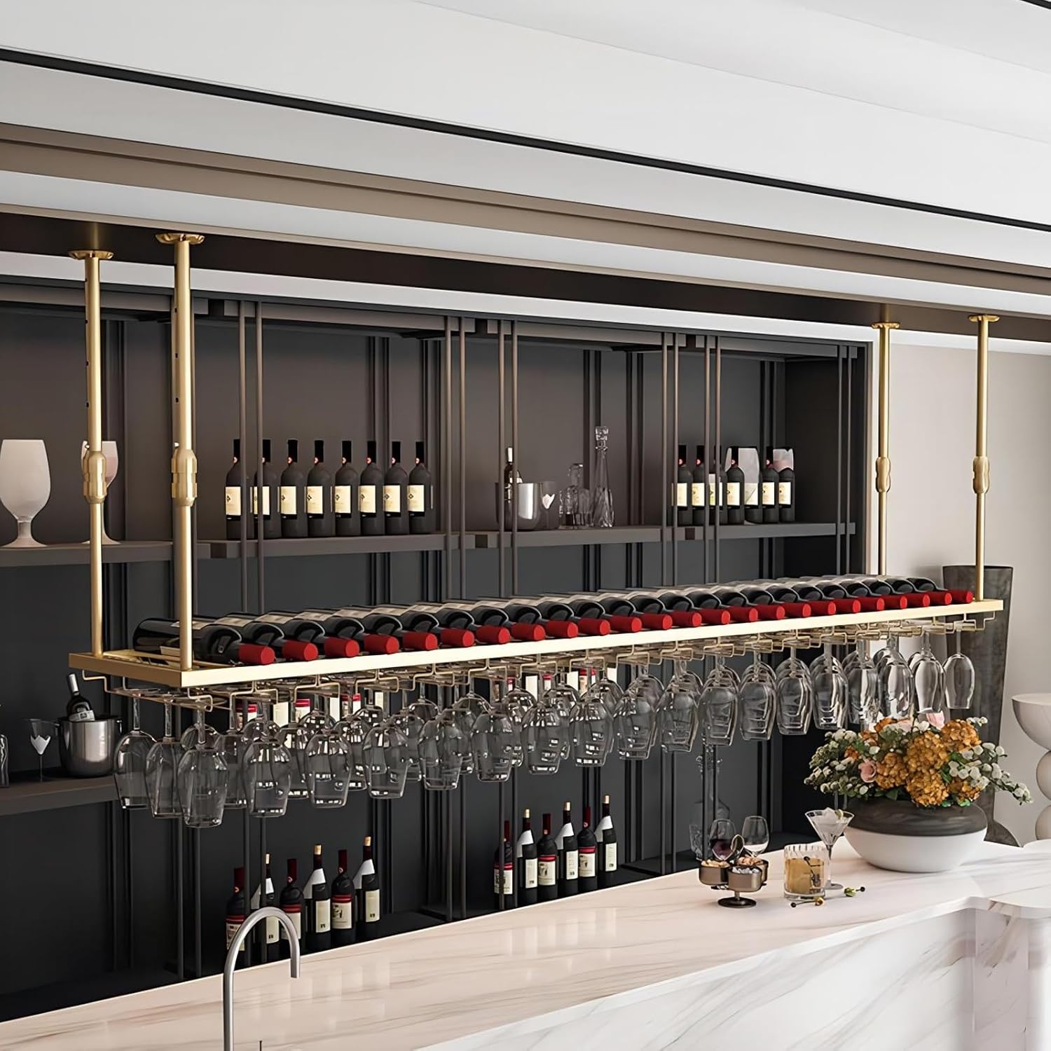 LIGUOYI Adjustable Wine Glass Holder for Kitchen Bar Pub