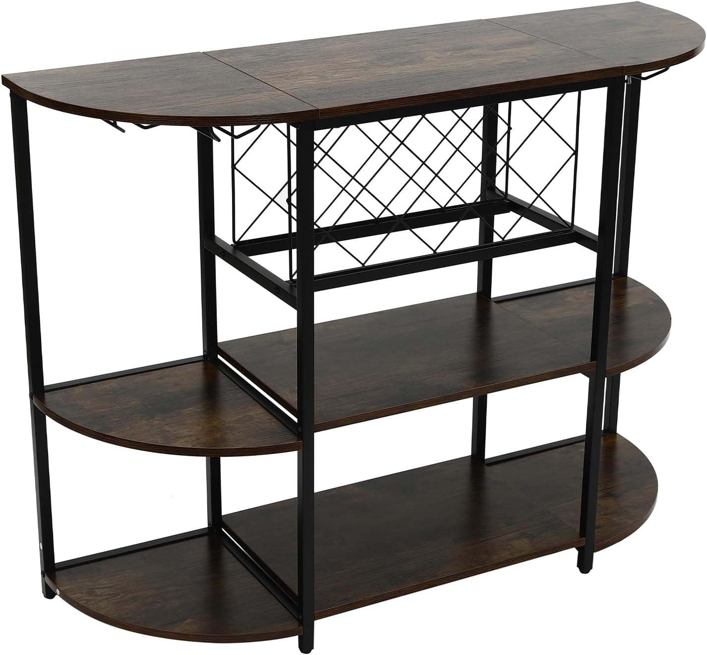 Mini Bar Cabinet with LED Light Rustic Brown