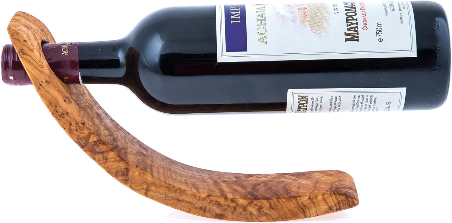 EliteCrafters Handmade Olive Wood Wine Holder - 1 Bottle Socket - Free Standing