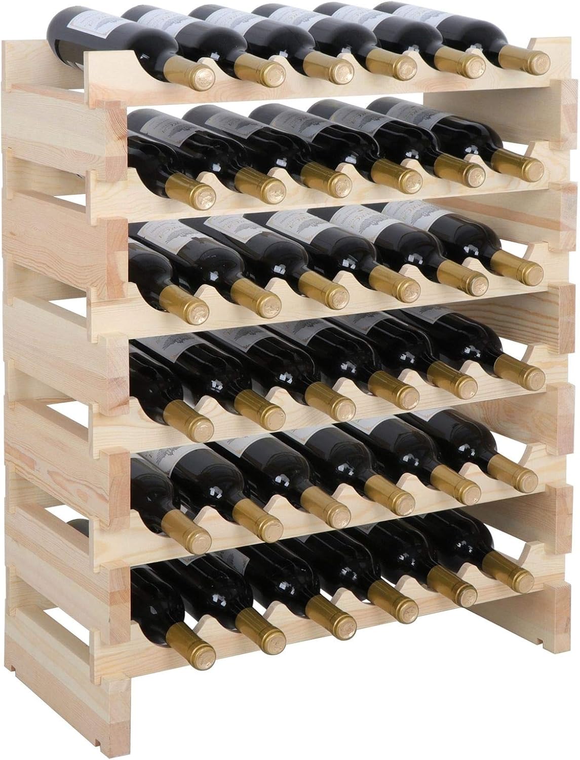Thaisan7 6 Tier Stackable Wine Rack 36 Bottle Natural Wood