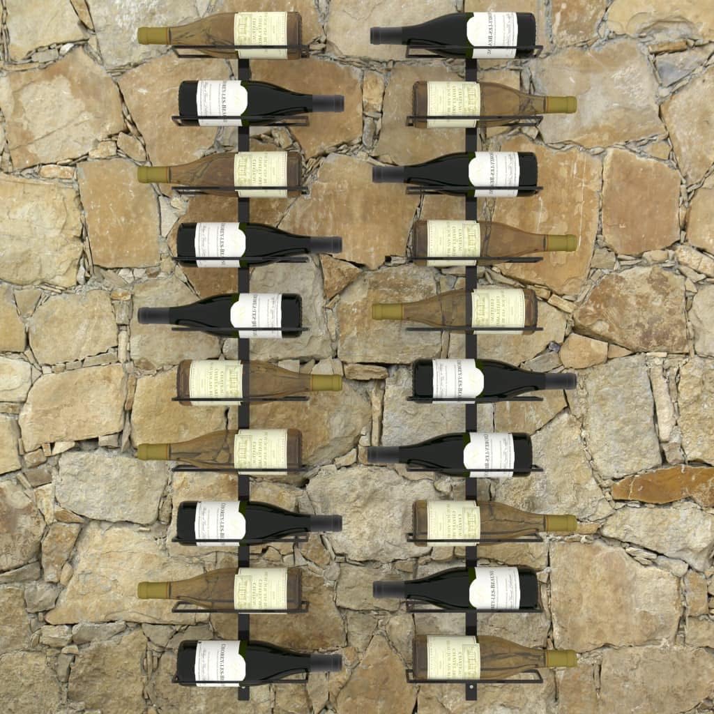 Wall-Mounted Wine Rack for 20 Bottles 2 pcs Metal Frame
