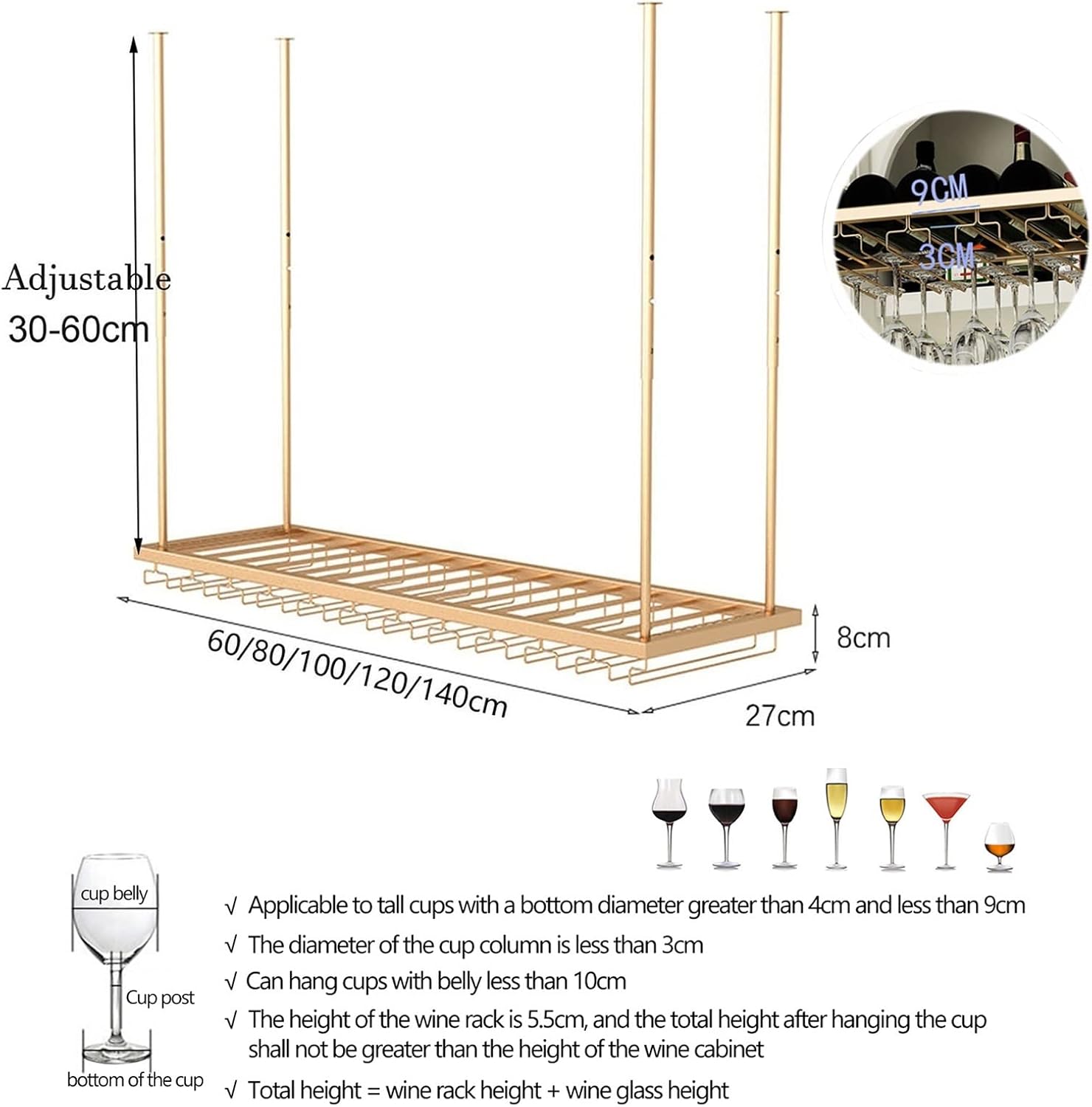 Suuim Metal Wine Glass Bottle Holder