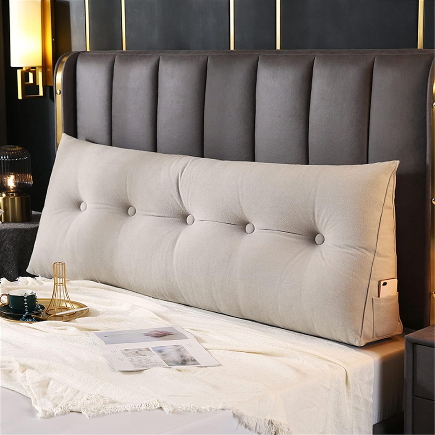 Large Triangular Reading Wedge Pillow for Bed and Daybed