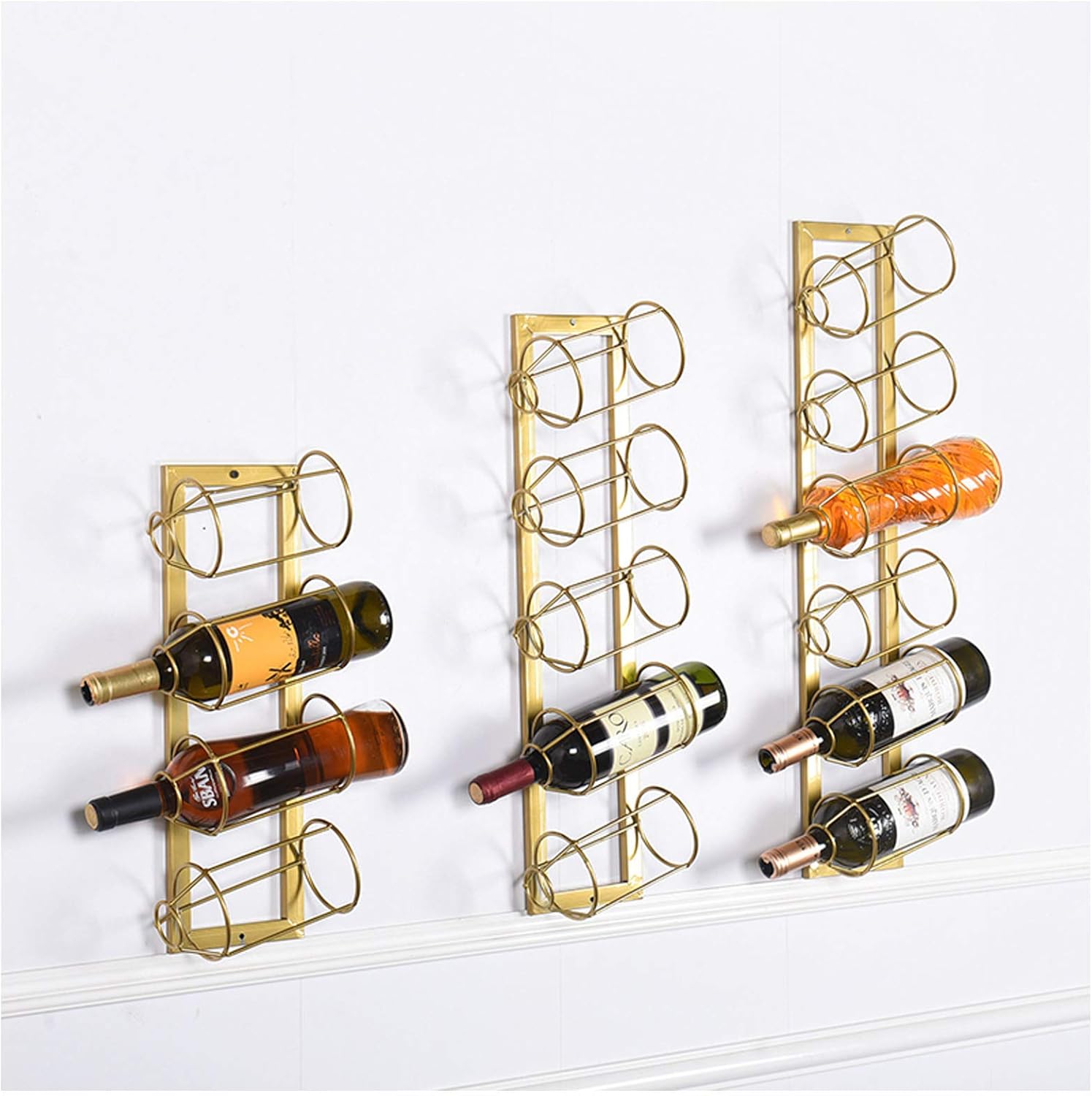 BOCbco Wall-Mounted Iron Wine Racks for Double Bottles