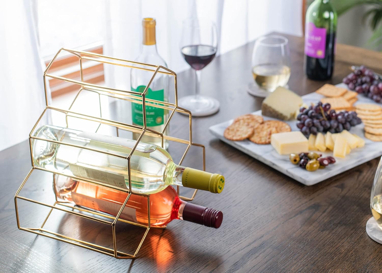 NAT Jules Honeycomb Gold Tone Wine Rack 1