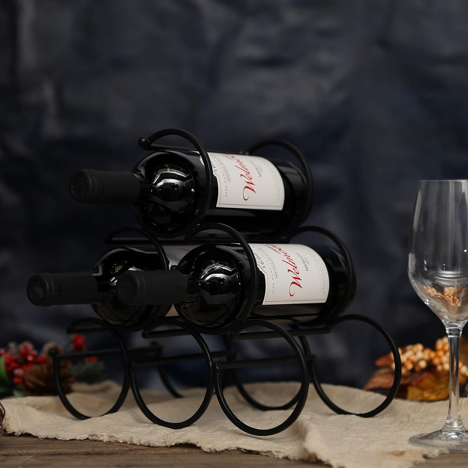 JHY DESIGN Iron Wine Rack 6 Bottles Storage 1