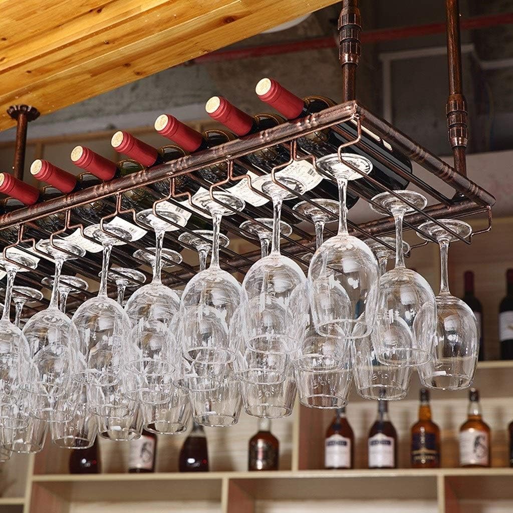 Adjustable Ceiling Wine Glass Holder Rustic Metal Wine Rack