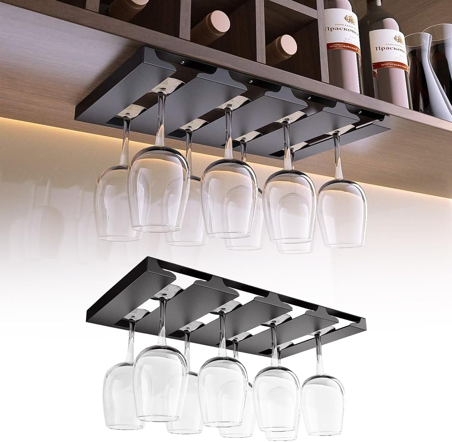 LDXDRU 2 Pack Wine Glass Holder Under Cabinet