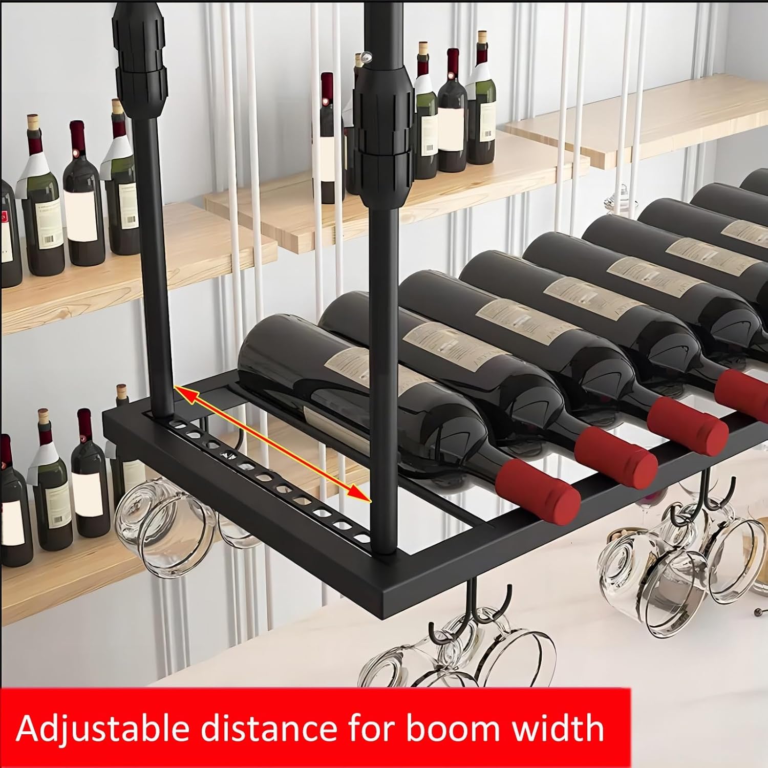 LIGUOYI Adjustable Wine Glass Rack for Kitchen and Bar