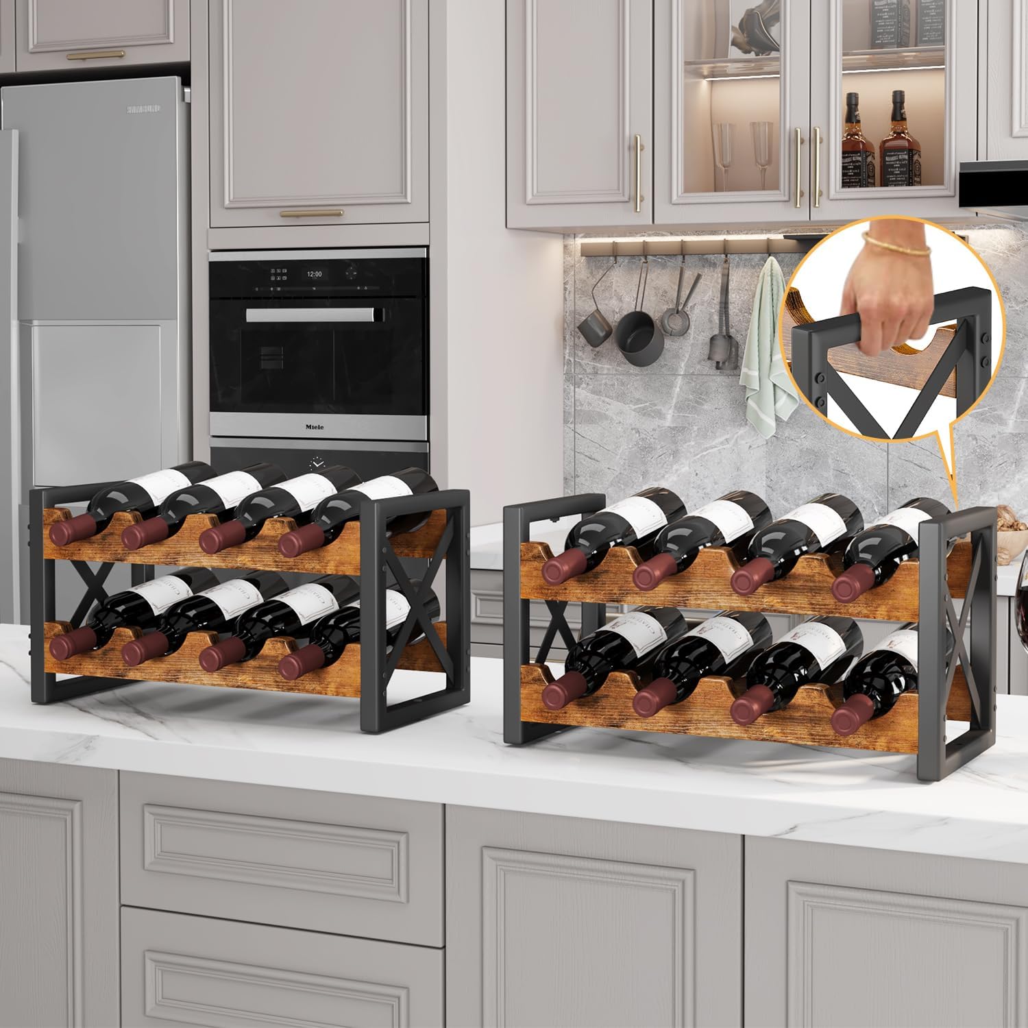 Homeiju 2-in-1 Wine Rack Stackable and Detachable