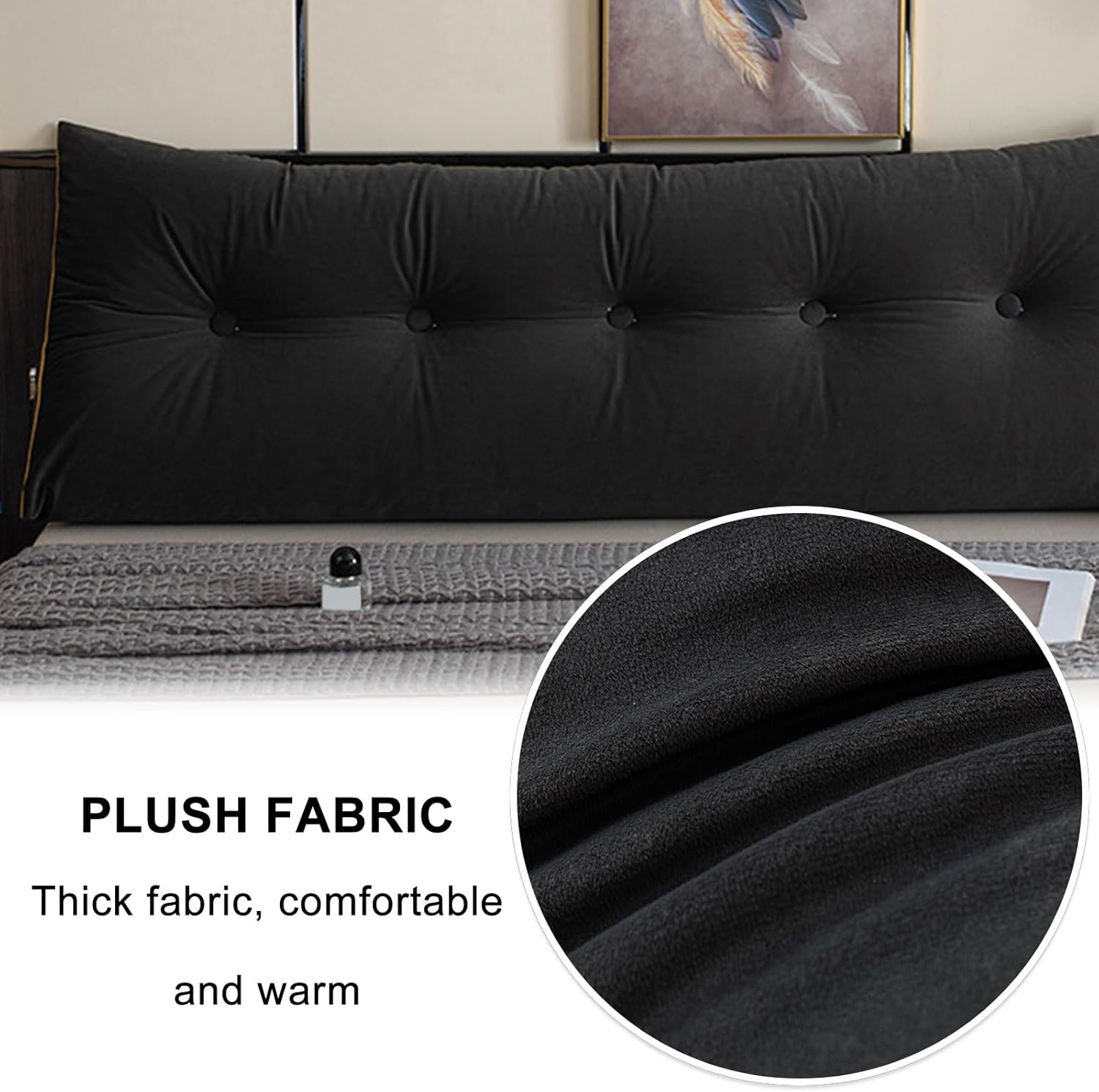 Headboard Bolster Pillow with Removable Cover