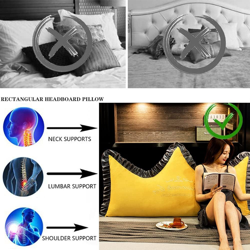 ZZYK Upholstered Headboard Pearl Cotton Wedge Cushion for Sofa Bed