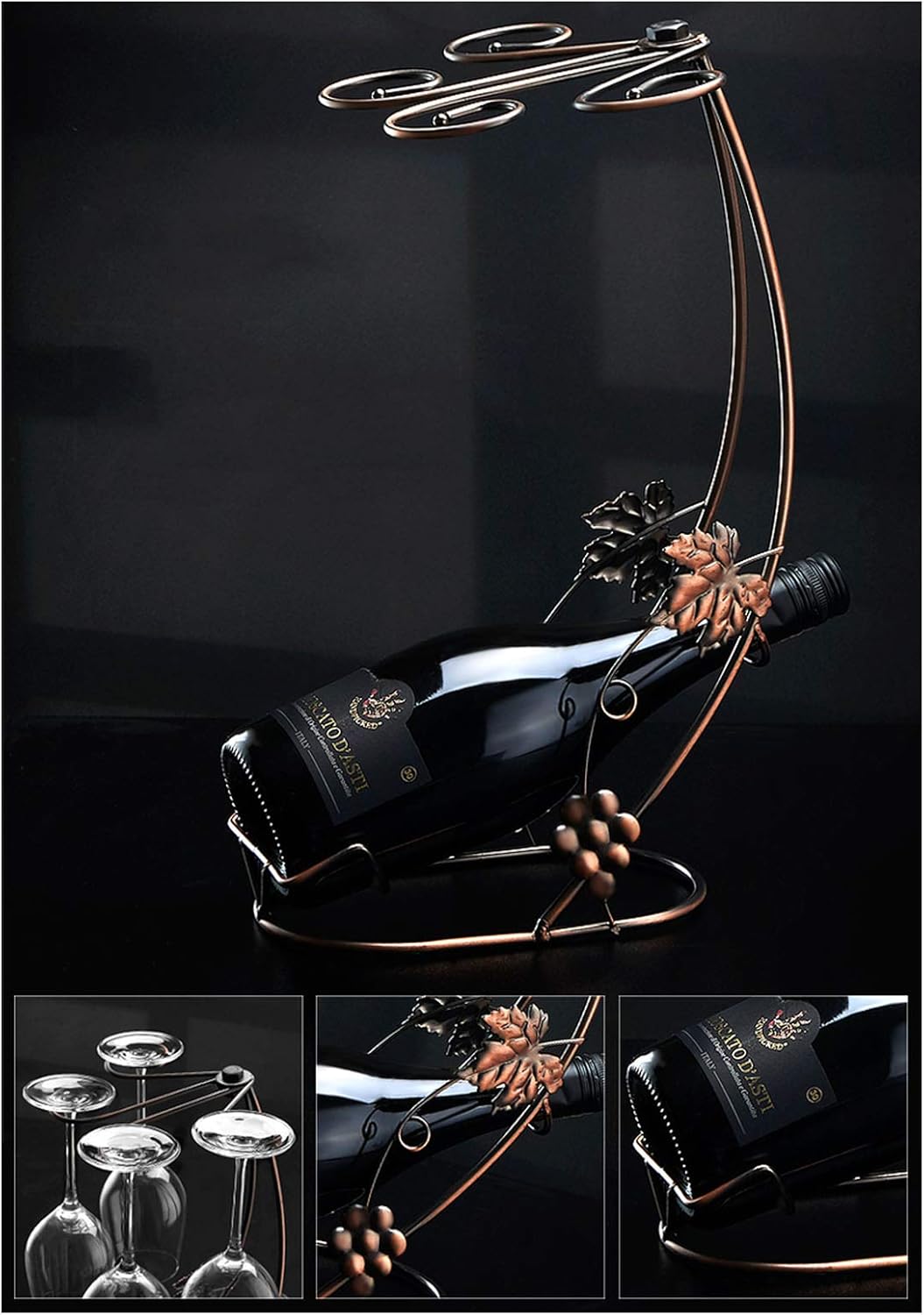 BOCbco Tabletop Wine Rack for 1 Bottle 4 Glasses 1