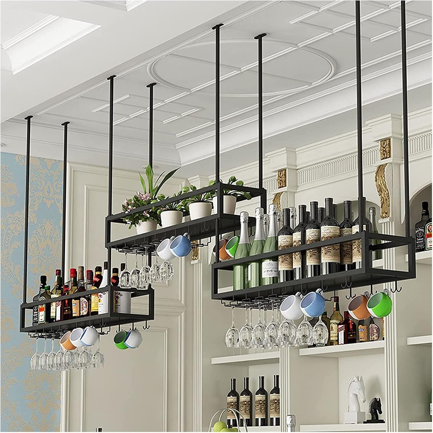 ALDEPO Upside Down Wine Rack - Space-Saving Ceiling Storage