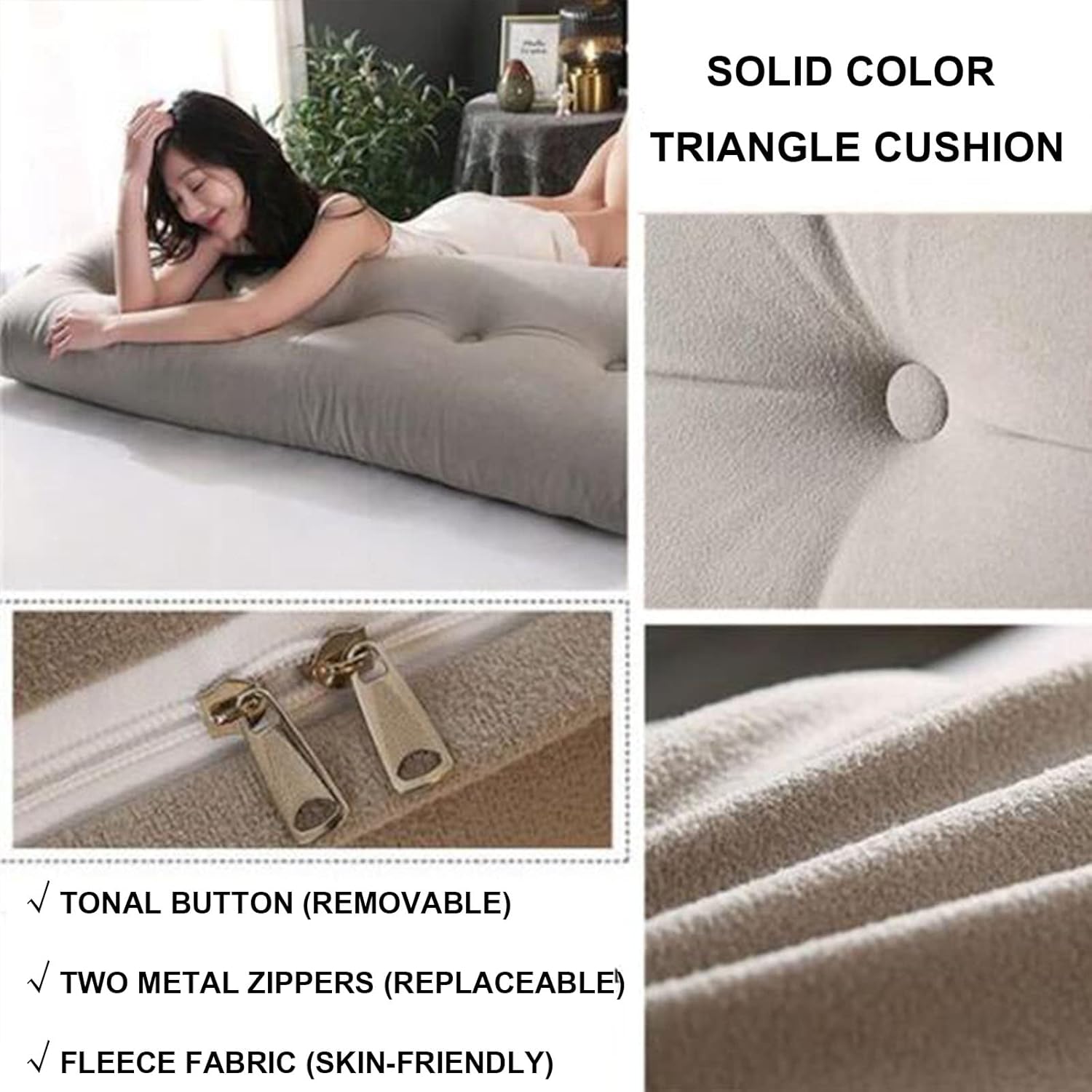Large Triangular Reading Wedge Pillow for Bed and Daybed
