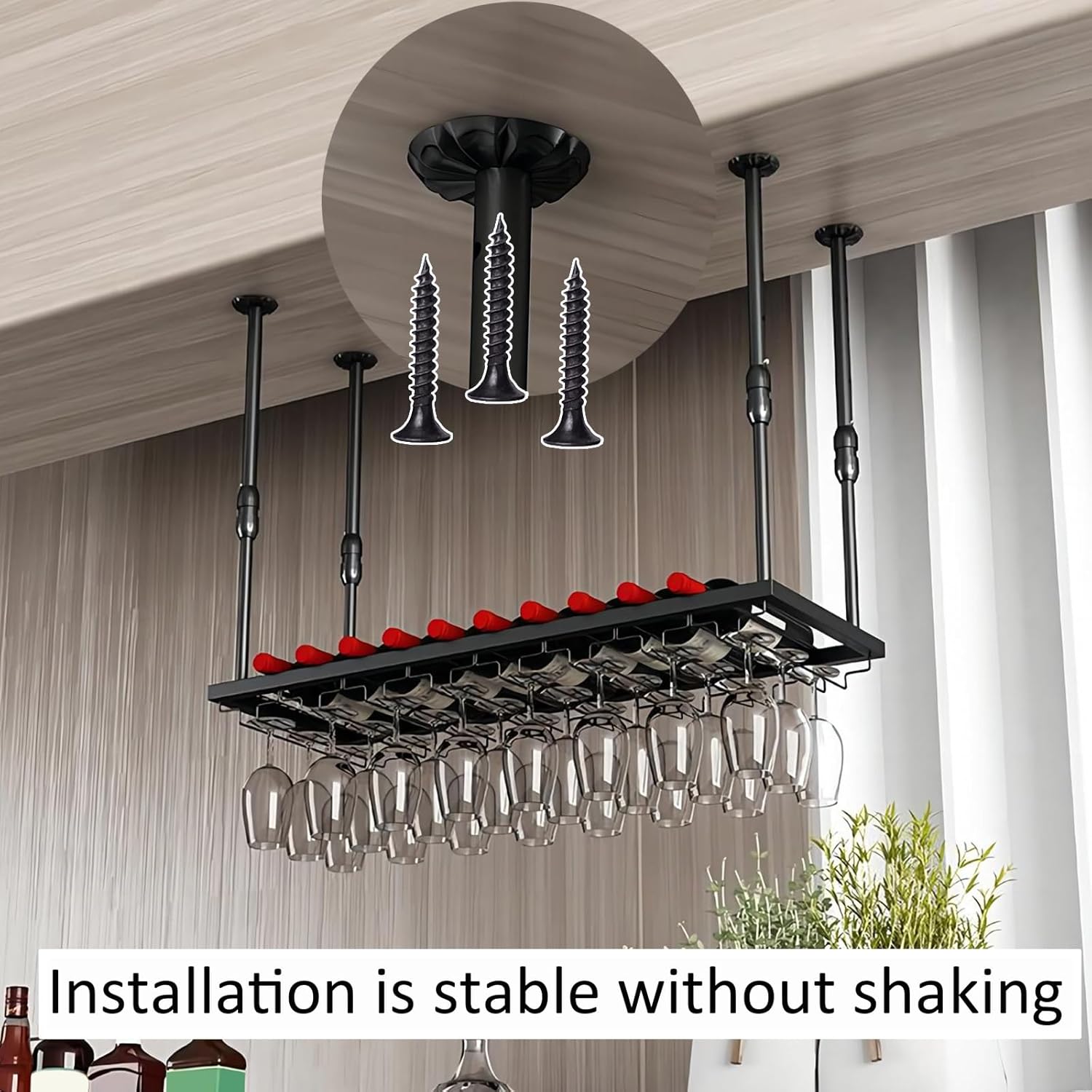 LIGUOYI Adjustable Wine Glass Holder for Kitchen Bar Pub