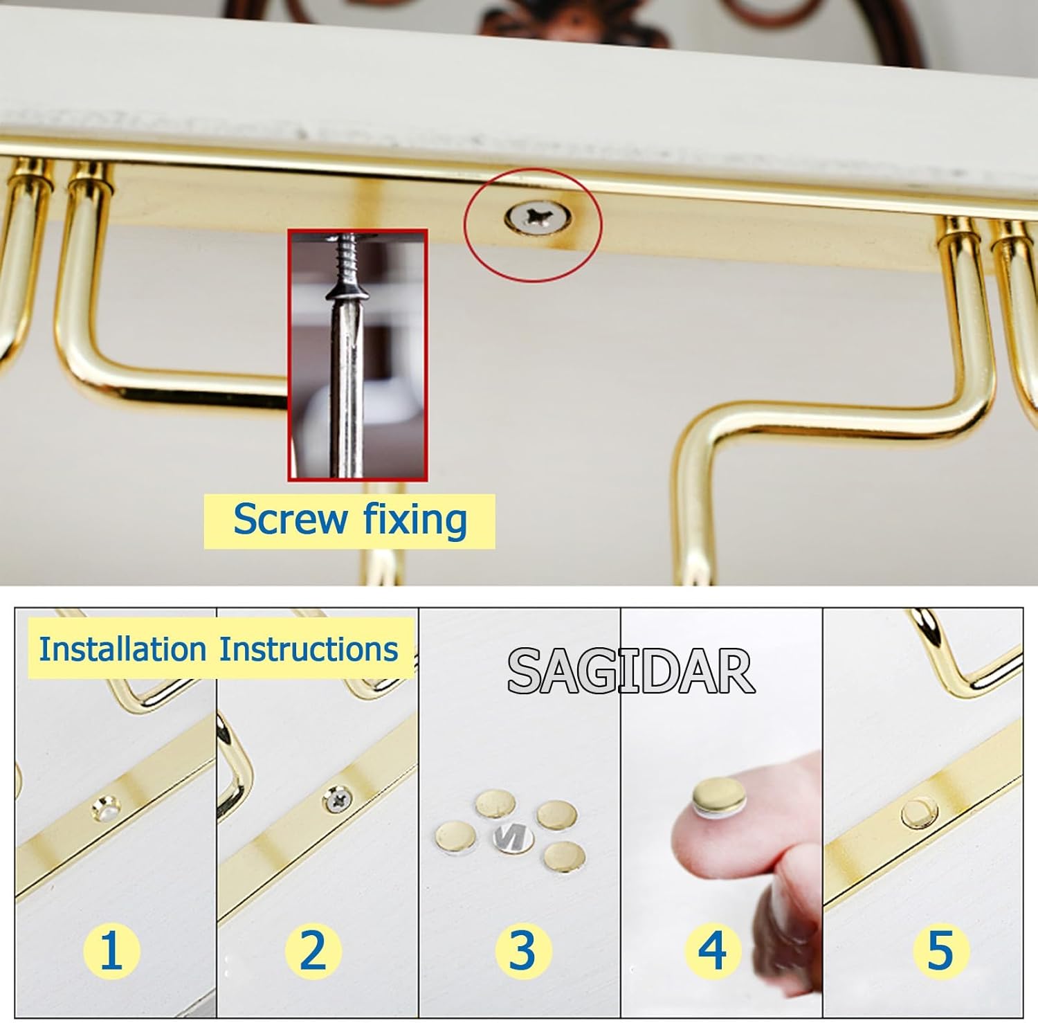 SAGIDAR Wine Glass Rack in 3 Sizes for Kitchen Use