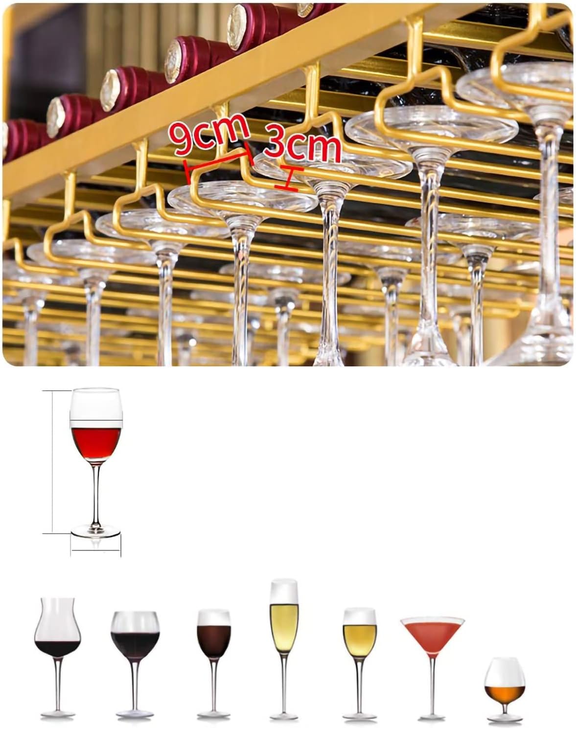DASHADAO 1-Tier Wall-Mounted Wine Rack with Adjustable Height