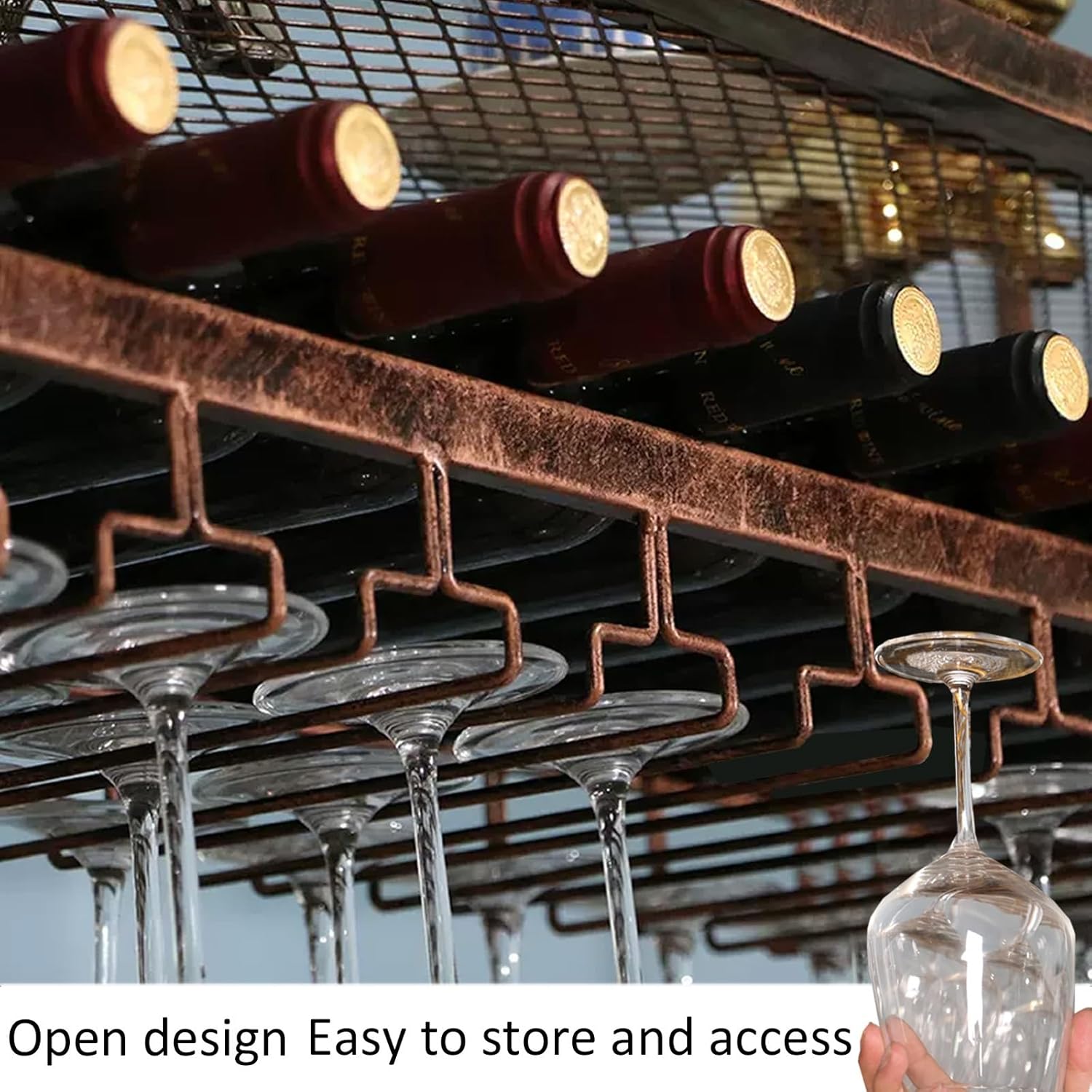 LIGUOYI Adjustable Ceiling Wine Glass Rack