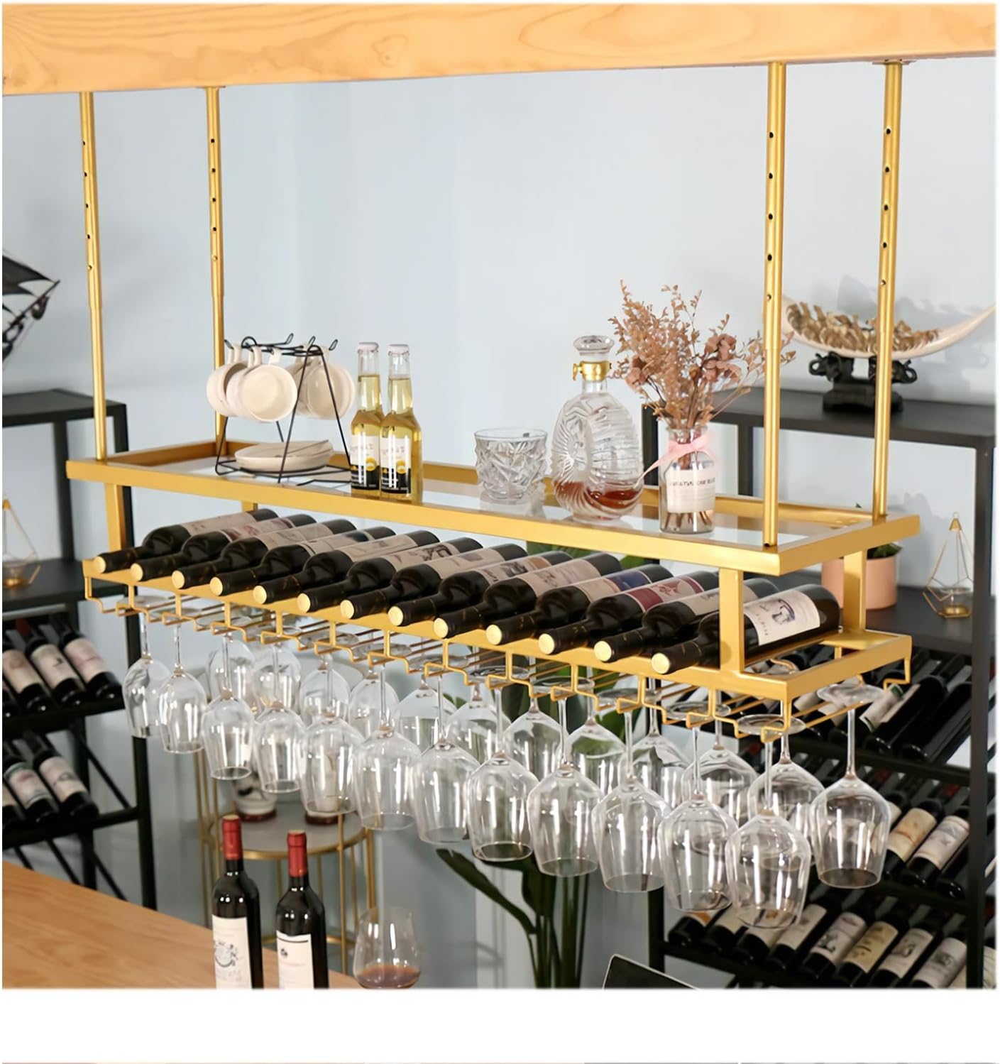 LIGUOYI Adjustable Wine Glass Hanger Rack