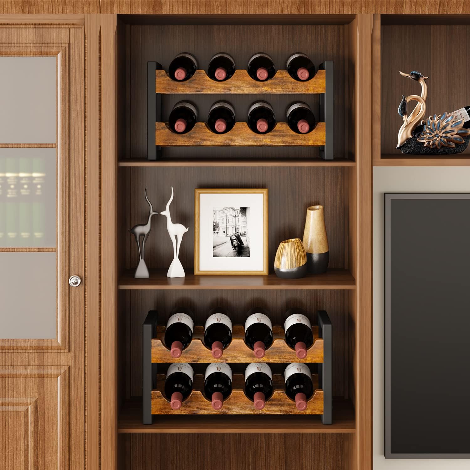 Homeiju 2-in-1 Wine Rack Stackable and Detachable