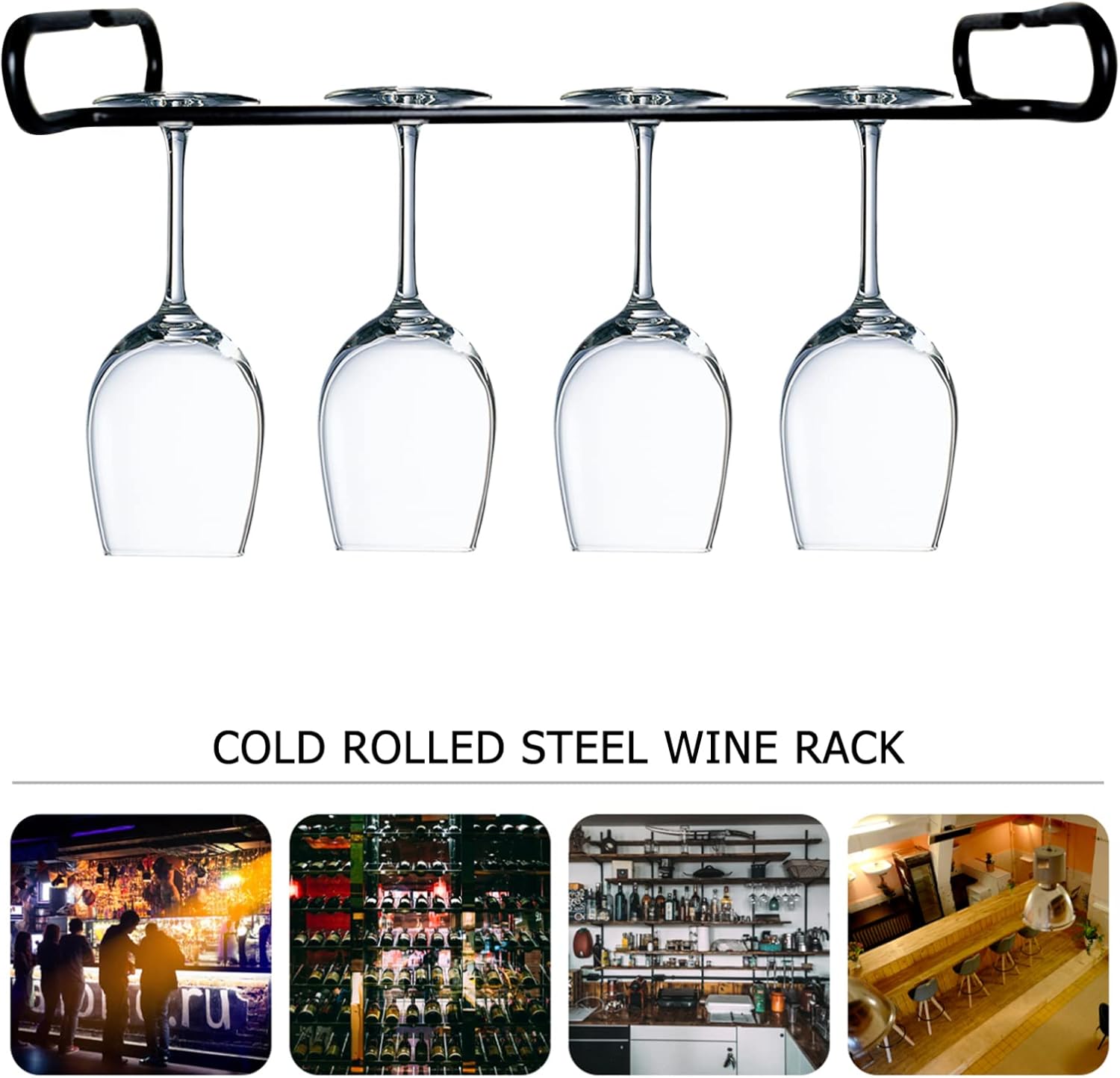 MAGICLULU Wine Glass Hanger Rack Black