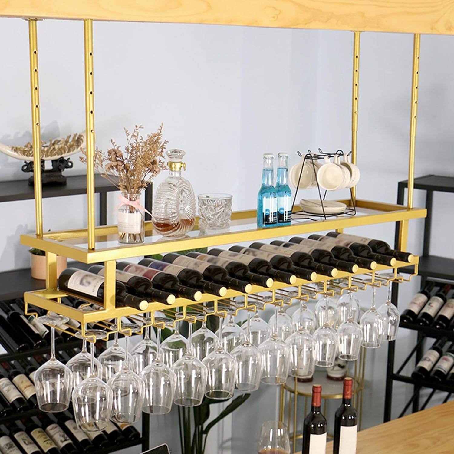 Whalebee Adjustable Wine Glass Holder with Drying Rack